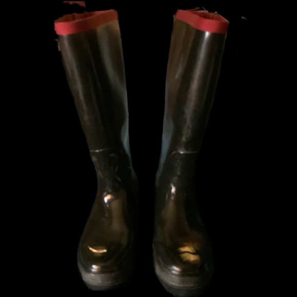 Cole Haan Black patent leather Rain Boots Nike footbed - Size 9 - Picture 8 of 16